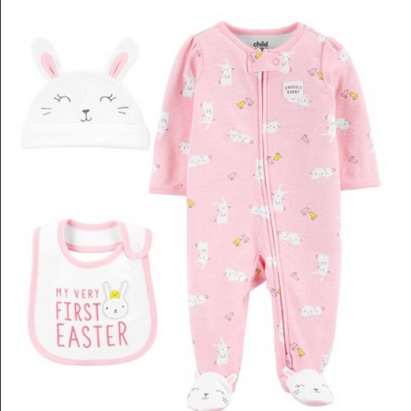 NWT TWINS 1st Easter sleeper bib cap carters 6-9 m - Picture 6 of 10